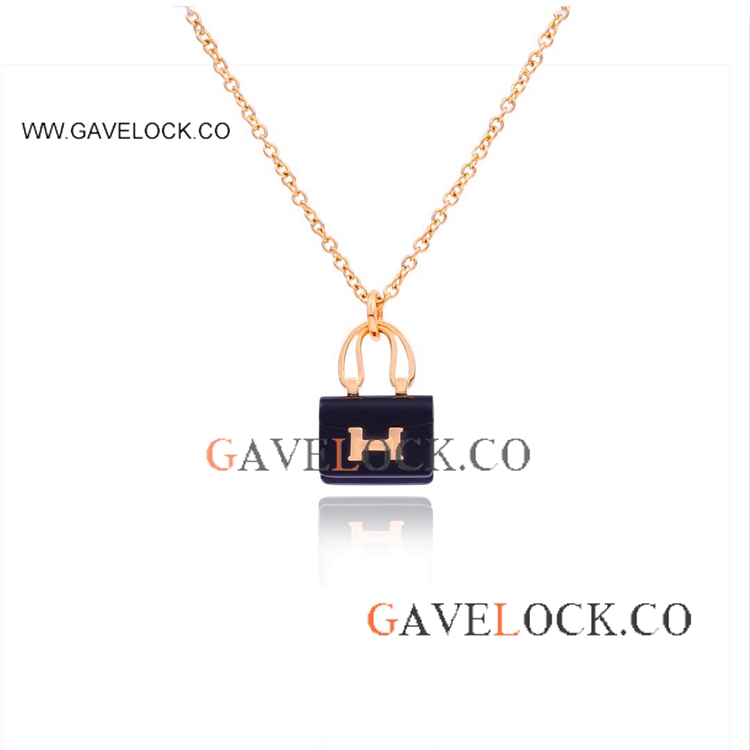 Hermes Constance Pendant Necklace Black Jade Bag